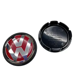 Ковпак колеса Volkswagen червоний срібний 56 мм пластик 1 шт OEM 1j0601171 (ковпачок, заглушка)