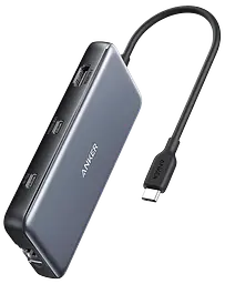 Перехідник Anker PowerExpand 8-in-1 - PD in 100 W/HDMI/2 xUSB-A/USB-C 10 Gbps/LAN/SD Black (7255316)