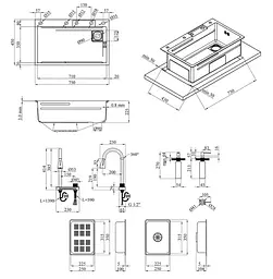 Кухонна мийка Kroner KRP Schwarze - SET7545HM PVD (3.0/0.8 мм) (CV033382) - мініатюра 20