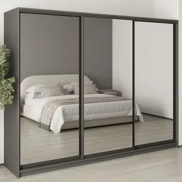 Шафа-купе тридверна MebelStar Комбо BG 3 Дзеркала 270x45x210 см Антрацит (MBS-9257)