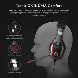 Дротова ігрова гарнітура Onikuma Gaming with LED K12, USB, 3.5mm, 2.2m, black-red - мініатюра 7