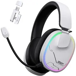 Навушники Onikuma бездротові ігрові з Bluetooth 5.3 RGB підсвітка з мікрофоном геймерська гарнітура для ПК Білий