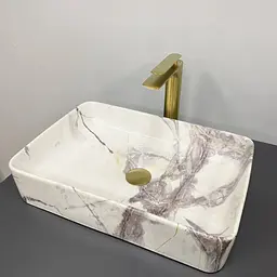 Умивальник VBI Triest 50 sand glossy накладний VBI-012712, Мрамор - мініатюра 1