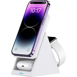 Зарядний пристрій Choetech Wireless magnetic 3-in-1 15W white (T600-F) - мініатюра 3