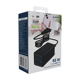 Зарядний пристрій Gembird 2xUSB-C PD65W + 2xUSB QC3.0 30W black (TA-UC-2A2C-PD65-01-BK) - мініатюра 6