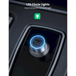 Автомобільний адаптер - зарядний Ugreen CD130 24 W 2 порти USB-A (50592) алюмінієвий - мініатюра 3