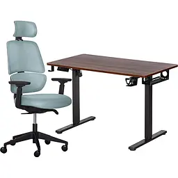 Комплект Mealux PowerDesk Lite Walnut+Leo Air Plus Grey Blue (EVO-201 Lite Walnut/B+Y 546 KBGL)