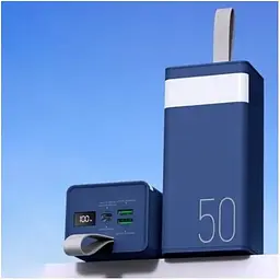 Зовнішній акумулятор Remax PowerBank Chinen 20W+22.5W PD+QC Fast Charging with LED 50000mAh Blue (RPP-321) 60428-ska - мініатюра 2