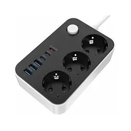 Мережевий фільтр живлення ColorWay CW-CHE36PDB, 3 розетки/ 3USB + 3TYPE-C 2M (CW-CHE36PDB)