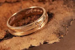 Женське обручальне кільце з жовтого золота 19.5 OK-0014 - мініатюра 3