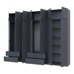 Розпашна Шафа для одягу Doros Лукас Графіт 3+4 ДСП 300х50х240 (42005133) - мініатюра 2