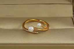 Кільце Xuping Jewelry розсувне дві маленькі перлини р 16+ золотисте