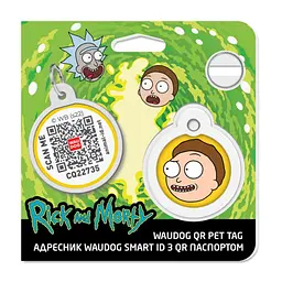 Адресник для собак і котів Waudog Smart ID з QR паспортом, Рік та Морті 2, M, діаметр 30 мм - мініатюра 4