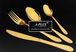 Набір столових приладів A-Plus 1421 Gold 6 персон 24 предмети Золотий - мініатюра 7