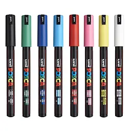 Набір маркерів Uni Posca 0.7 мм 8 шт. (PC-1MR 8C) - мініатюра 2