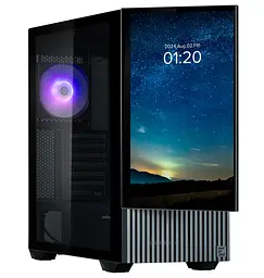 Корпус Zalman Z10 DS Black Mid Tower без БП для ATX / Micro ATX / Mini ITX 1xType-C / 2xUSB 3.0 макс. CPU - 173 мм / VGA - 395 мм 1x120 мм ARGB / 2x120 мм 15.6` LCD екран (1920x1080) бічна панель із загартованого скла