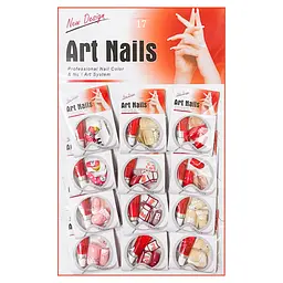 Нігті накладні кольорові з малюнком та камінчиками упаковка 12 шт. Art Nails №17