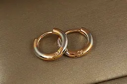 Сережки кільця Xuping Jewelry гладкі 10 мм комбіновані