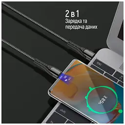 Дата кабель USB-C to USB-C 2.0m PD Fast Charging 65W 3A grey ColorWay (CW-CBPDCC039-GR) - мініатюра 4