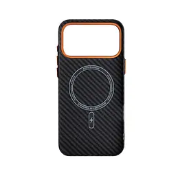 Карбоновый чехол для Apple iPhone 17 Pro Max, LikeCarbon2 SE MagCase, черный, тонкий защитный чехол-панель из поликарбоната с магнитами N52, MagSafe, противоударный, совместим с беспроводной зарядкой, приподнятые края для защиты камеры - мініатюра 2