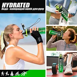 Спортивна пляшка для води Hydrated 1000 мл, фітнес пляшка в зал для фітнесу, велика фляга чорно-зелена - мініатюра 7