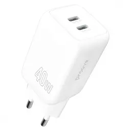Зарядний пристрій Proove Silicone Power 40W (Type-C + Type-C) white (WCSP4020002)