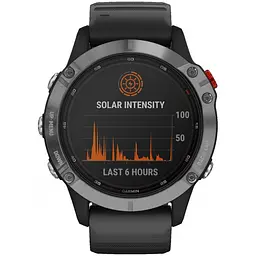 Смарт-годинник Garmin Fenix 6 Solar Silver with black band (010-02410-00) () - мініатюра 2