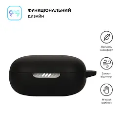 Силіконовий чохол для навушників JBL Live Flex, Hang Case, чорний, ультратонкий захисний кейс товщиною 2 мм, захист від подряпин, пилу та ударів, компактний, з карабіном для кріплення, ArmorStandart (ARM80447) - мініатюра 2