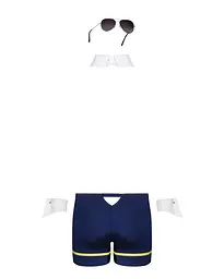 Еротичний костюм пілота Obsessive Pilotman set L/XL, боксери, манжети, комір з краваткою, окуляри - мініатюра 6