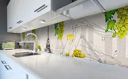 Вініловий кухонний фартух Ейфелева вежа і Виноград наклейка для кухні Абстракція Сірий Happy Pocket Z181460 - мініатюра 6