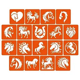 Набір трафаретів для біо-тату Fresh Tattoo Коні horses_5x5_18_1, 5х5 см