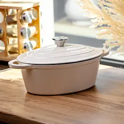 Гусятниця чавунна з емальованим покриттям 4 л, бежевий Yongkang HP-FLG-18 WHITE - мініатюра 2