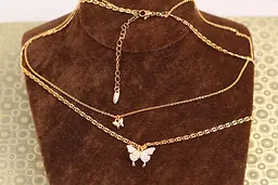 Набір Xuping Jewelry Подвійний ланцюг два метелика 45 см з додатком 5 см золотистий - мініатюра 3