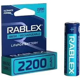 Акумулятор 18650 Rablex 2200 mAh 3.2 V LiFePO4 літій-залізо-фосфатний Original Синій