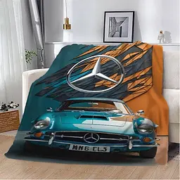 Плед плюшевий на подарунок 3D Mercedes-Benz 160х200 см