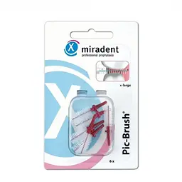 Набір запасних йоржиків Miradent Pic Brush (бордові, 6.5 мм), 6 шт