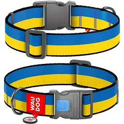 Нашийник для собак Waudog Nylon з QR паспортом, Colors of freedom, пластиковий фастекс, XXL, 46-70х3,5 см