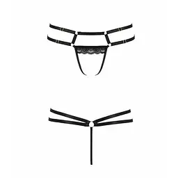 Трусики-стрінги зі стреп та мереживом Passion Exclusive LORRY THONG L/XL, black - мініатюра 5