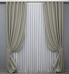 Комплект штор VR-Textil шеніл 2 шт 150x270 см тауп (1590ш) - мініатюра 2
