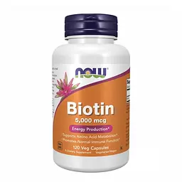 Біотин NOW Foods, Biotin, 5000 мкг, 120 вегетаріанських капсул