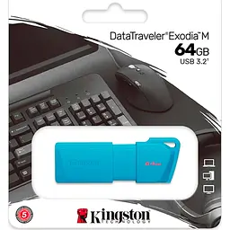 USB флеш накопичувач Kingston 64GB DataTraveler Exodia M USB 3.2 Gen1 Aqua Blue (KC-U2L64-7LB) - мініатюра 4