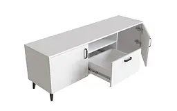 Тумба Лестер на конусних ніжках Ferrum-decor 48x139x38 Чорний метал ДСП Білий 16 мм (FRD-106807) - мініатюра 4