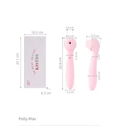 Стимулятор KisToy Polly Max Двосторонній 3 вакуумом, вібрацією та обертанням, 20,8 см рожевий - мініатюра 4