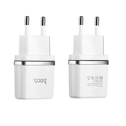 Блок живлення - мережевий адаптер 2 порти Hoco C12 2USB білий