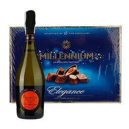 Набір: Ігристе вино Piccini Prosecco Extra Dry біле екстра сухе 12% 0.75 л + Цукерки Millennium Elegance Classic Асорті молочні 143 г