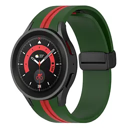 Ремінець для Samsung Galaxy Watch 6 40mm 6 44mm - зелено-червоний ширина кріплення 20мм силікон Watchbands Cls-line-black (W36-0W432432) - мініатюра 2