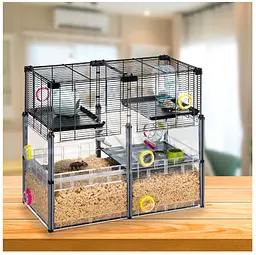 Модульна клітка для хом'яків та мишей Ferplast Multipla Hamster Crystal з аксесуарами чорна 72.5x37.5x62 см 57007617 - мініатюра 3