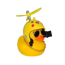Іграшка в авто качечка Red Broken Duck, з окулярами, шоломом Пікачу, з підсвічуванням і пропелером - мініатюра 5