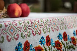 Скатертина Ecotton 150х200 см натуральна бавовняна Маки Український етно-стиль сірий (24939) - мініатюра 3