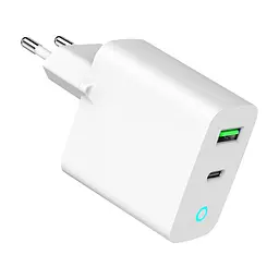 Зарядний пристрій Gembird 1xUSB-A + 1 Type-C (PD20Вт + QC3.0 18Вт) white (TA-UC-PDQC20L-W-01) - мініатюра 2